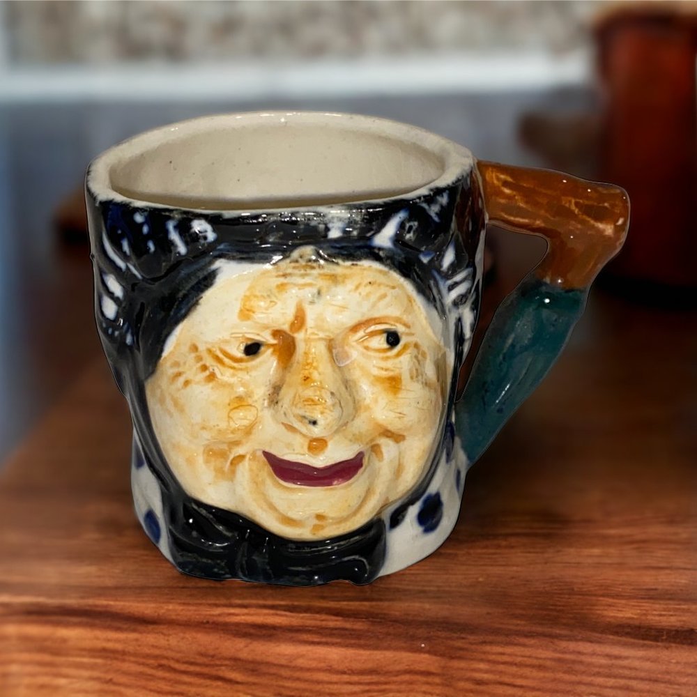 Rare Vintage Miniature Toby Mug Old Woman Face Made In Occupied Japan ESD